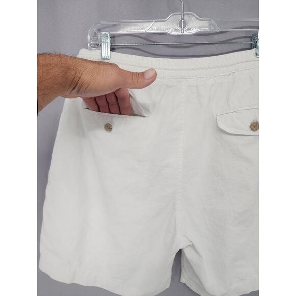 Retro Bugle Boy Shorts Mens 34X7 White Ramie Cotton Elastic Waist Casual 90s - Picture 5 of 14
